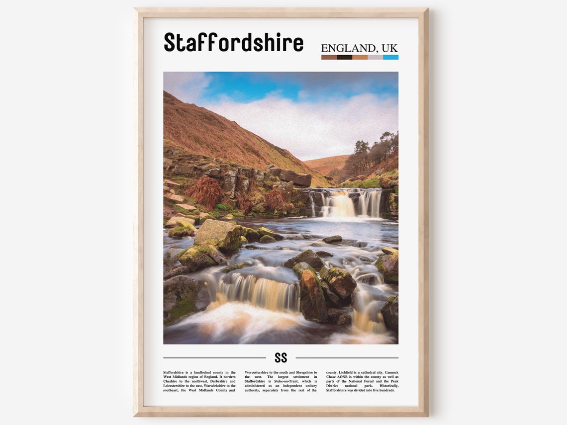 Staffordshire Print Staffordshire Poster Staffordshire Wall Art Oil Painting Poster City Artwork Travel Artwork Travel Wall Art