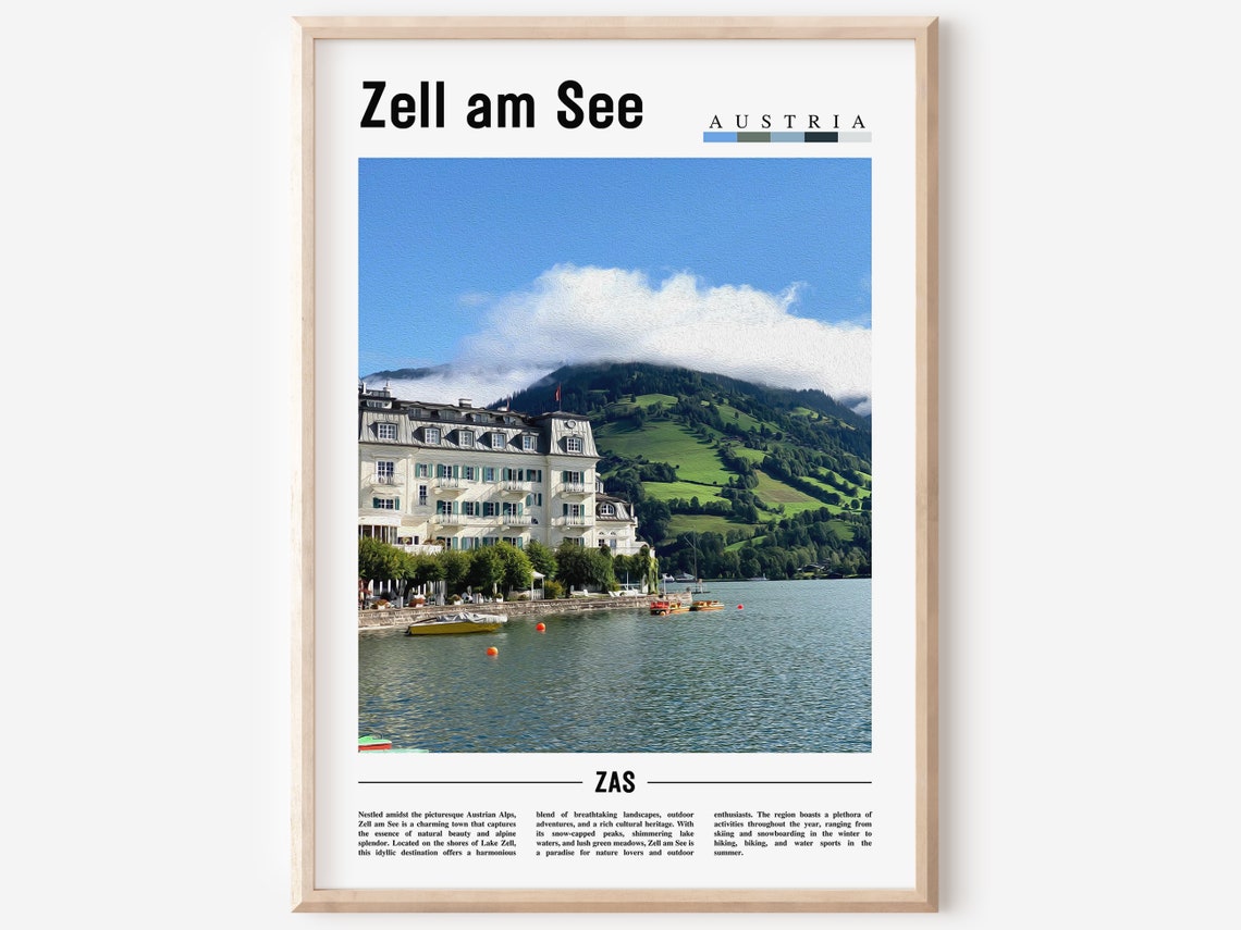 Zell Am See Austria Alpine Lake Lakeside Hotel Travel Poster