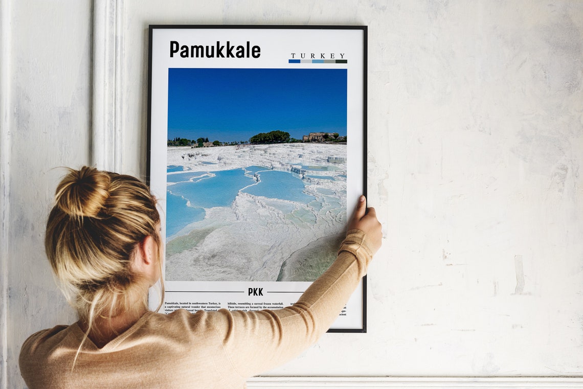 Pamukkale Turkey White Travertine Terraces Blue Pools Travel Poster - Image 2
