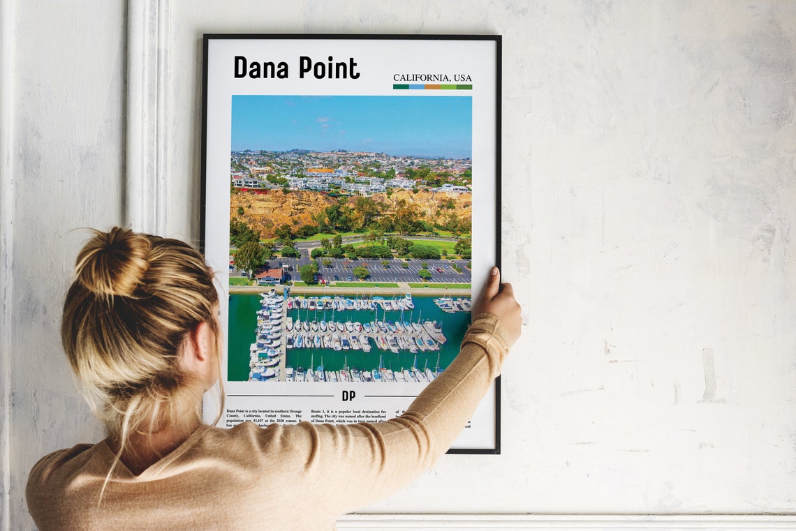 Dana Point Print Dana Point Poster Dana Point Wall Art Oil Painting Poster Colorful City Print City Artwork Travel Artwork Travel Art - Image 2