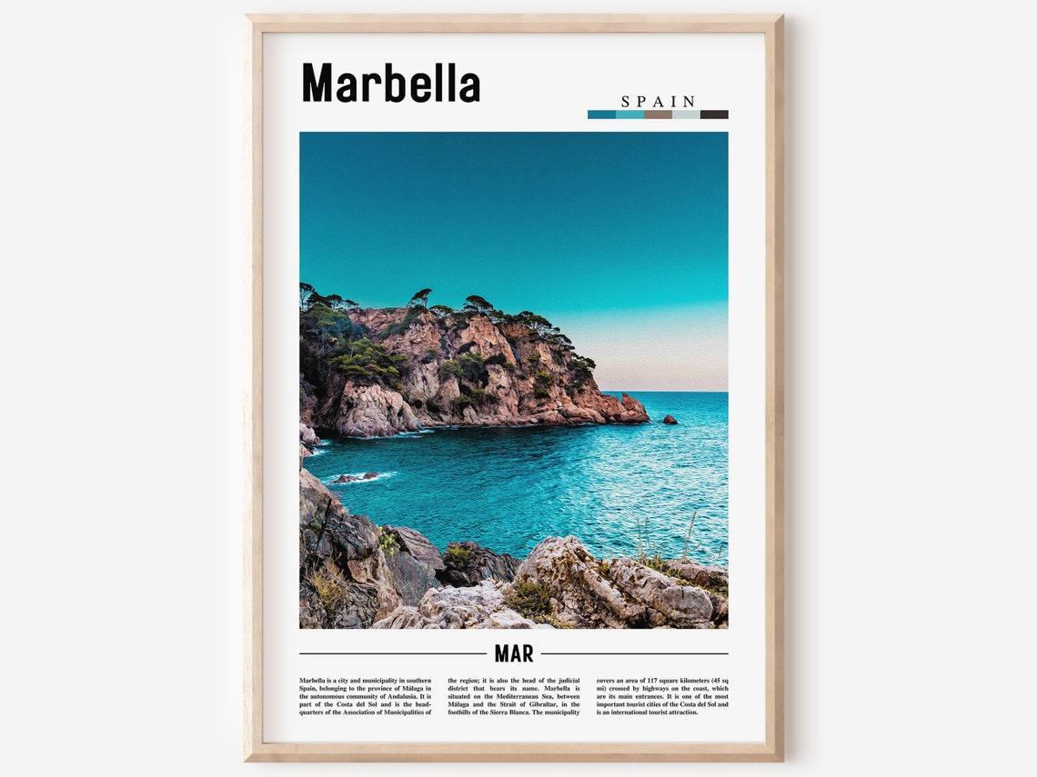 Marbella Spain Rocky Mediterranean Coastline Photography Poster