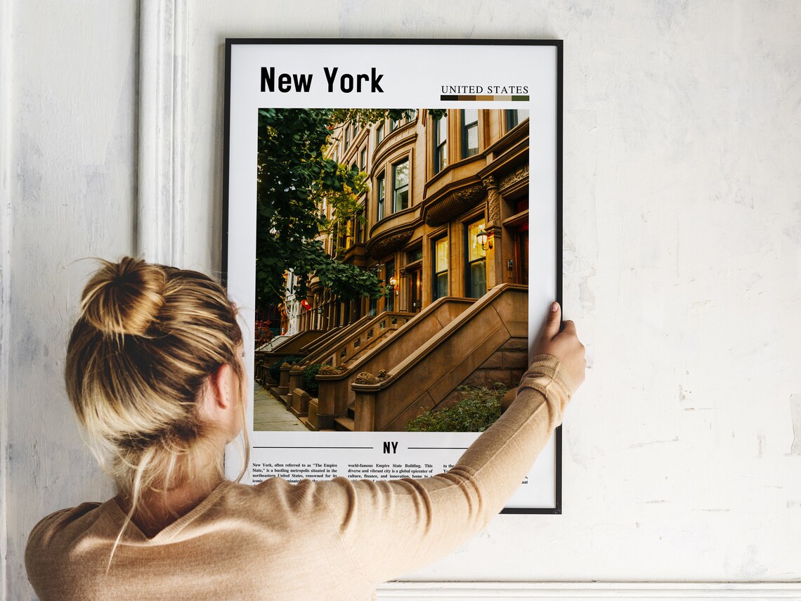 New York Brownstone Street Historic Homes Travel Photo Poster - Image 2