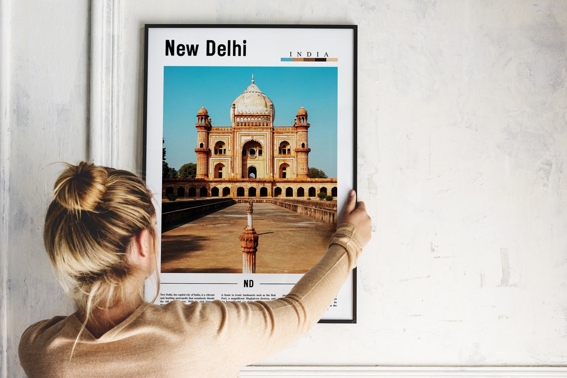 New Delhi India Mughal Dome Mausoleum Architecture Travel Poster - Image 2