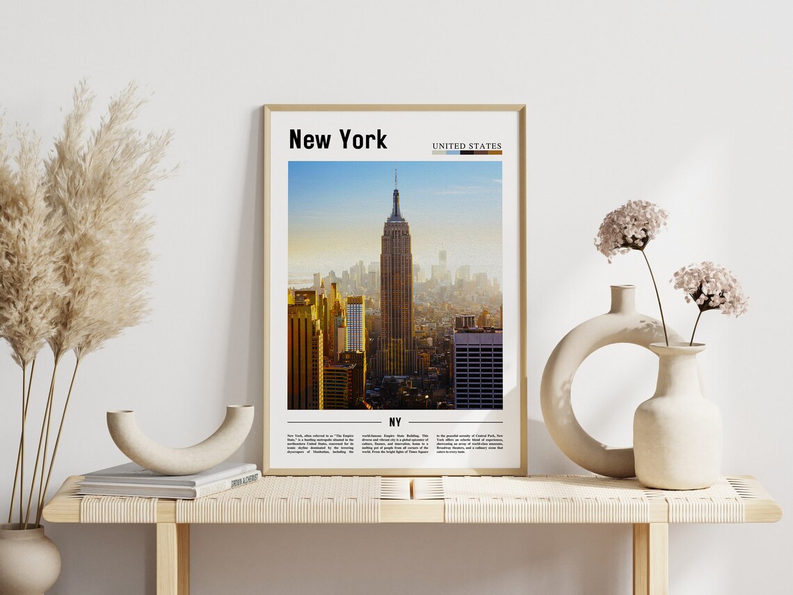 New York Empire State Building Golden Hour Skyline Travel Poster - Image 3