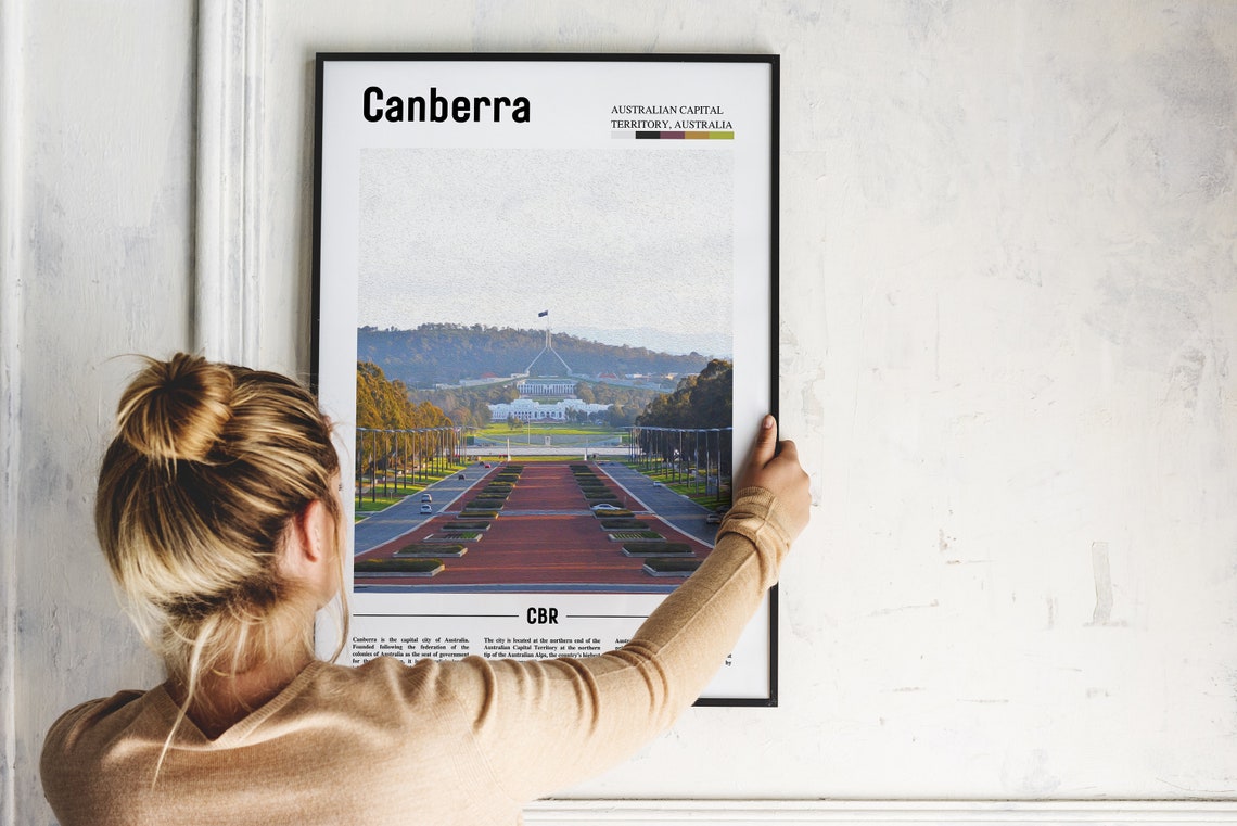Canberra Print Canberra Poster Canberra Wall Art Oil Painting Poster Colorful City Print City Artwork Travel Artwork Travel Wall Art - Image 2