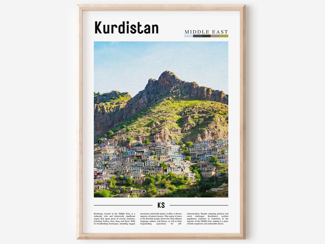 Kurdistan Poster Kurdistan Print Kurdistan Wall Art Minimal Travel Print Travel Destination Oil Painting Poster