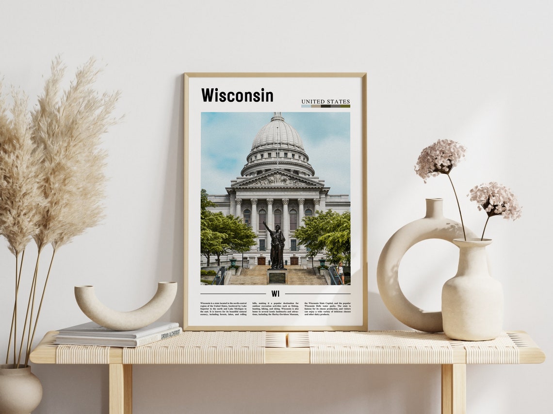 Wisconsin Poster Wisconsin Print Wisconsin Wall Art United States Photo United States Poster United States Print Travel Poster - Image 3