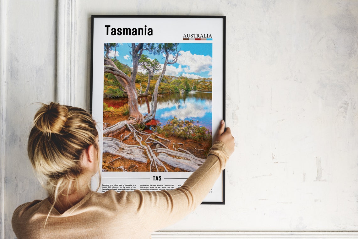 Tasmania Print Tasmania Poster Tasmania Wall Art Oil Painting Poster Colorful City Print City Artwork Travel Artwork Travel Wall Art - Image 2