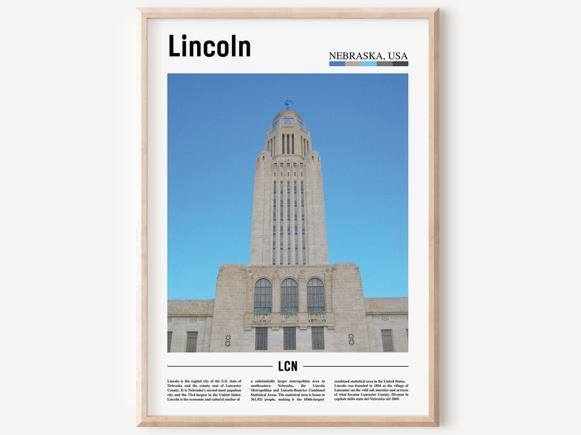 Lincoln Print Lincoln Poster Lincoln Wall Art United States Photo United States Poster United States Print Travel Poster
