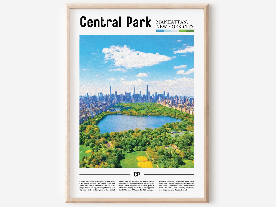 Central Park Print Central Park Poster Central Park Wall Art Oil Painting Poster City Print City Artwork Travel Artwork Travel Wall Art