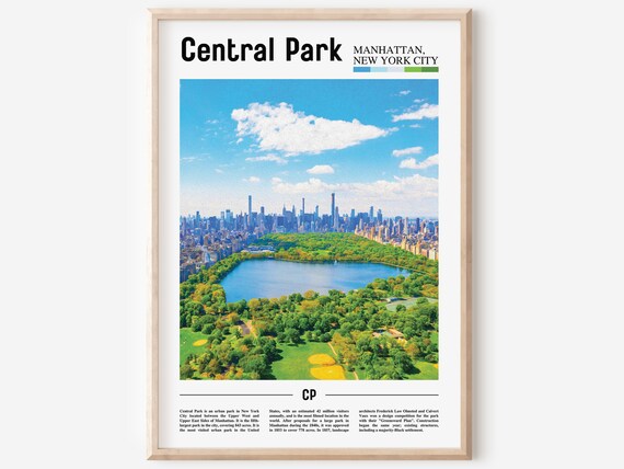 Central Park Manhattan Aerial Reservoir Skyline View Travel Poster