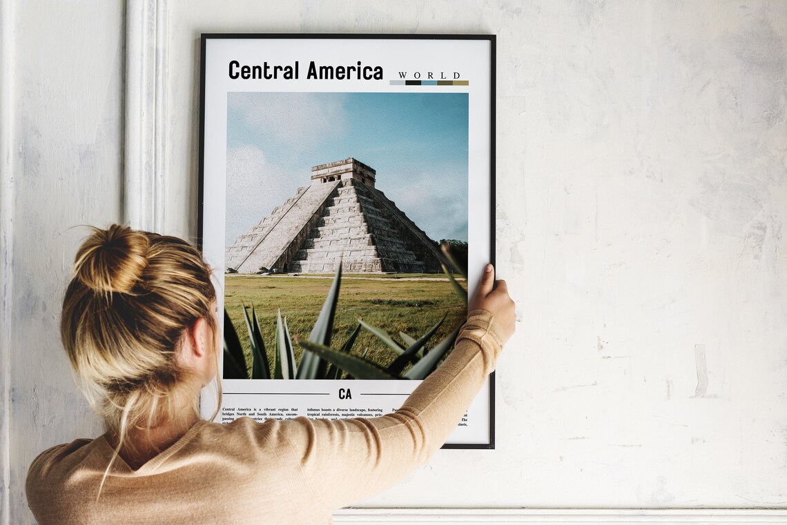 Central America Poster Central America Print Central America Wall Art Minimal Travel Print Travel Destination Oil Painting Poster - Image 2