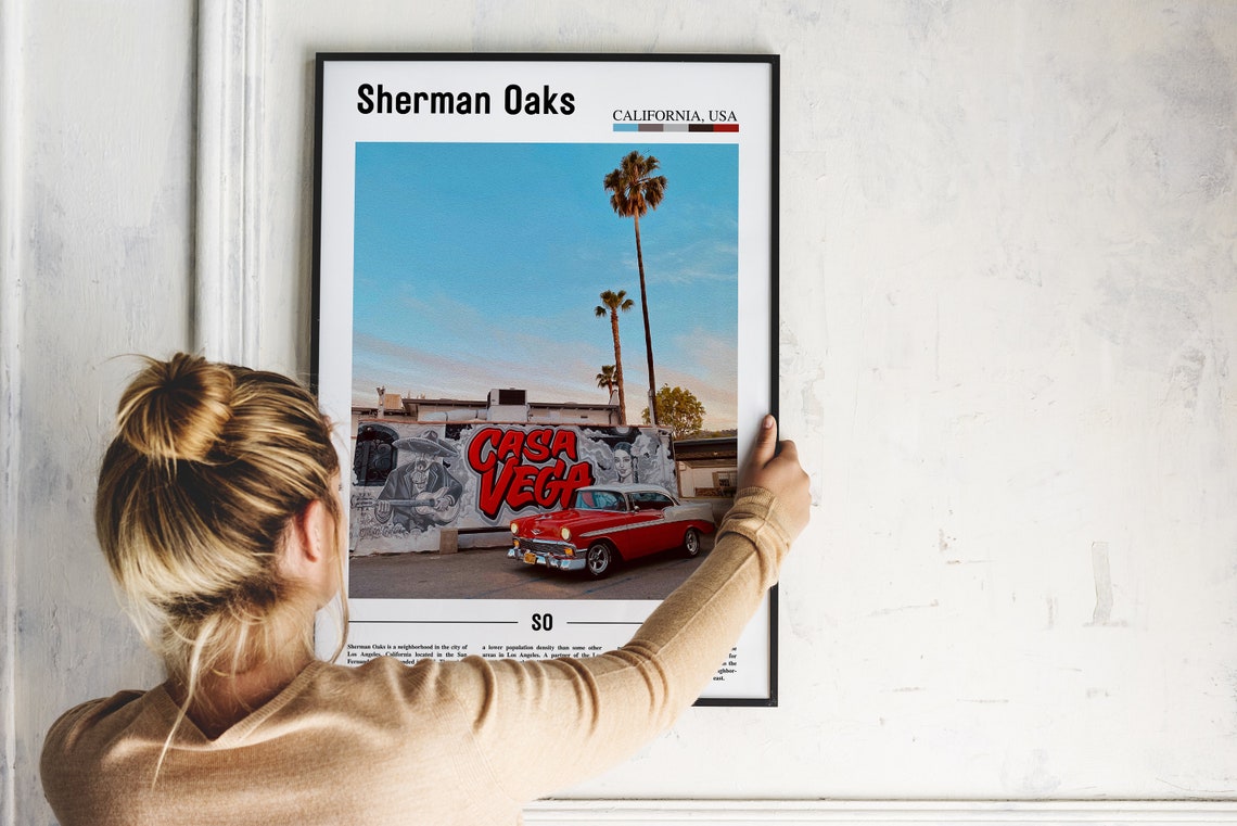 Sherman Oaks California Casa Vega Mural Classic Red Car Photo Poster - Image 2