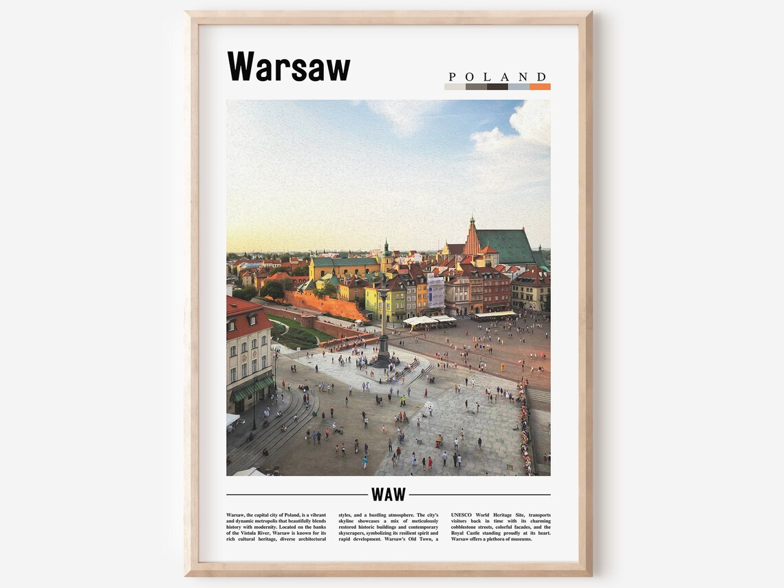 Warsaw Poland Castle Square Old Town Sunset Cityscape Poster