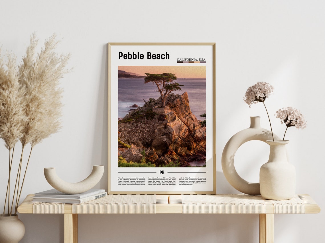 Pebble Beach Lone Cypress at Sunset Coastal Travel Poster California - Image 3
