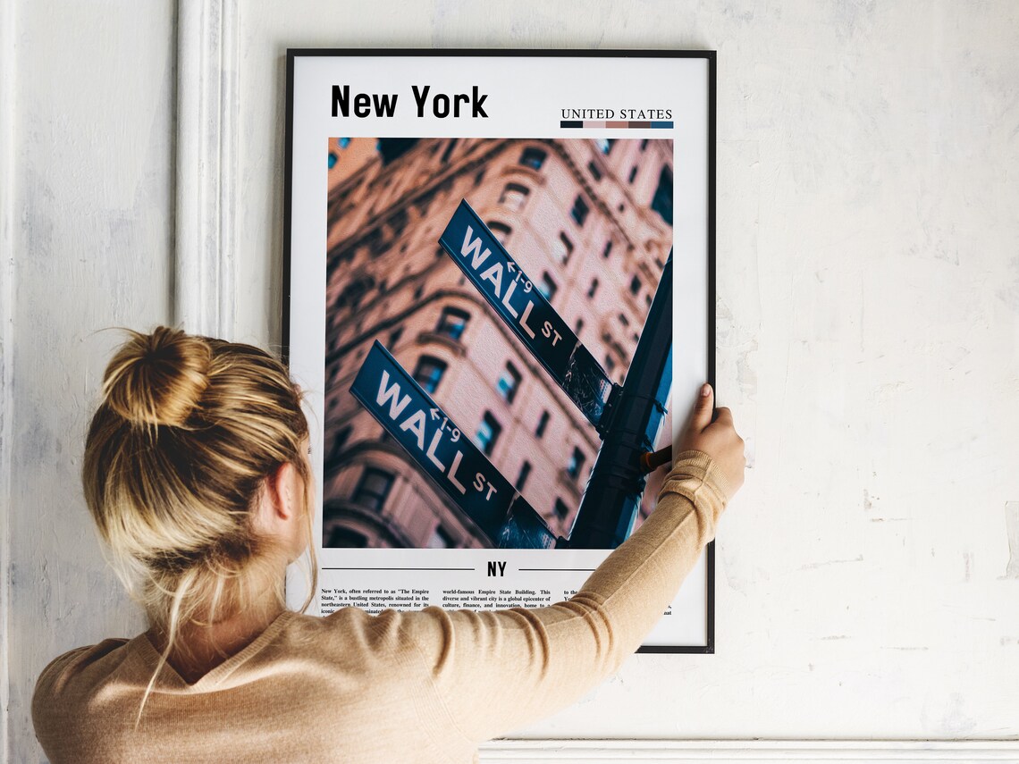 New York Travel Photography Poster Wall Street Sign Manhattan USA - Image 2