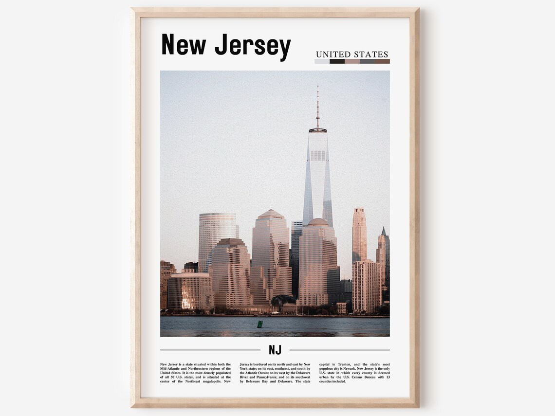 New Jersey Manhattan Skyline River View Photo Editorial Poster
