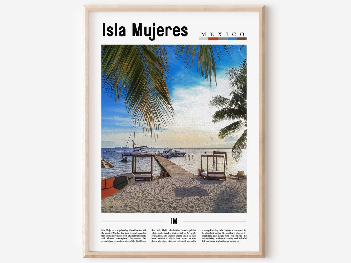 Isla Mujeres Poster Isla Mujeres Print Isla Mujeres Wall Art Minimal Travel Print Travel Destination Oil Painting Poster