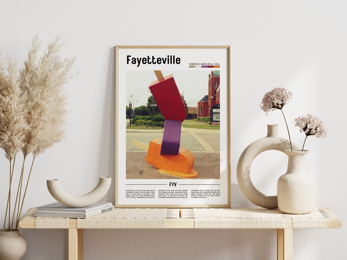 Fayetteville Print Fayetteville Poster Fayetteville Wall Art Minimal Travel Print Minimal City Poster Travel Oil Painting Poster - Image 3
