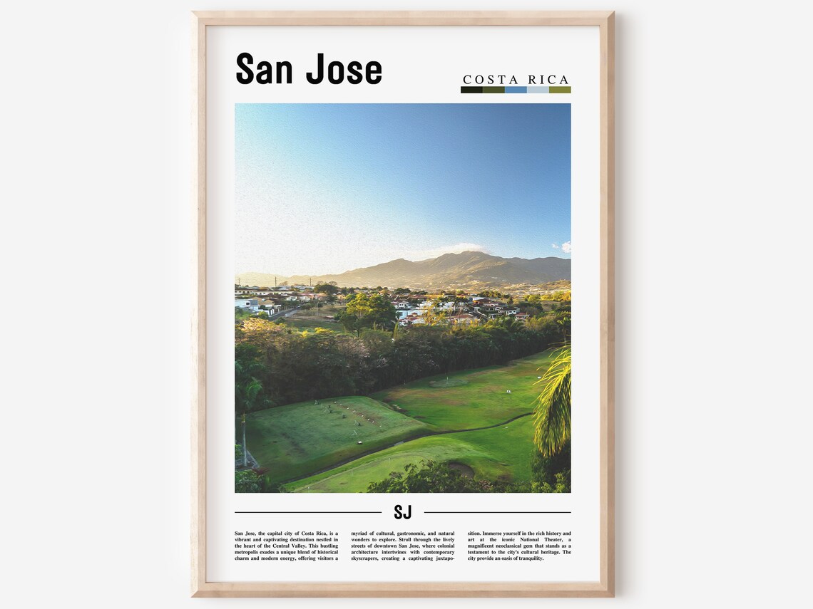 San Jose Costa Rica Golf Course City Mountains Sunrise Poster