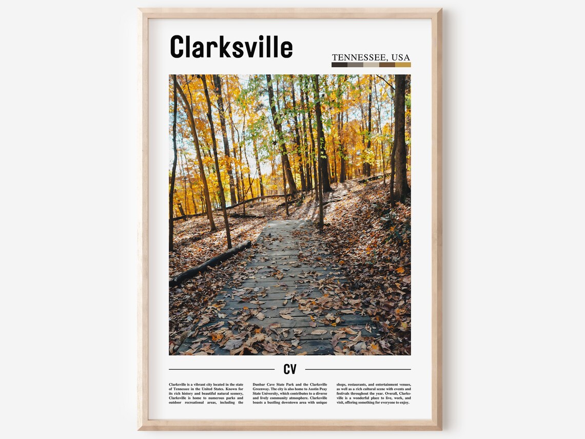 Clarksville Tennessee Autumn Forest Path Fall Foliage Travel Poster