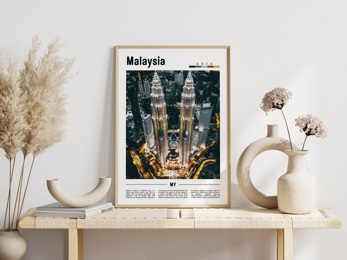 Malaysia Poster Malaysia Print Malaysia Wall Art Asia Print Asia Poster Asia Photo Minimal Travel Poster - Image 3