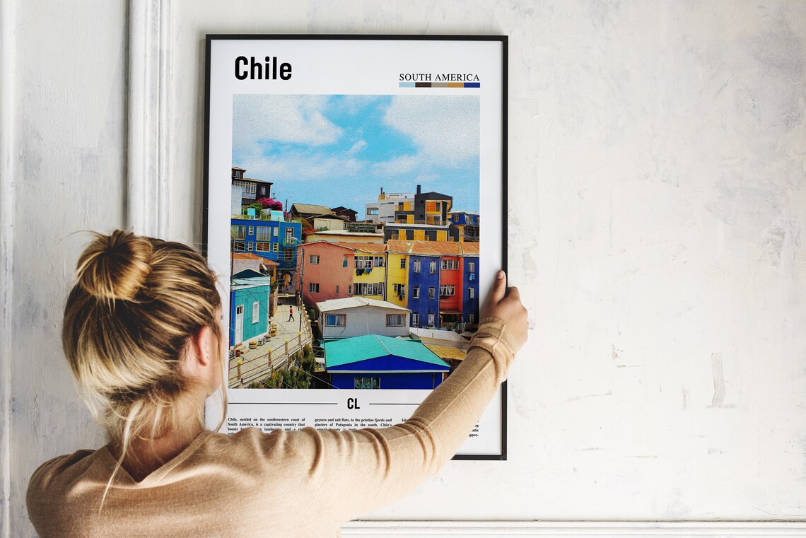 Chile South America Bright Colorful Hillside Town Photo Poster - Image 2