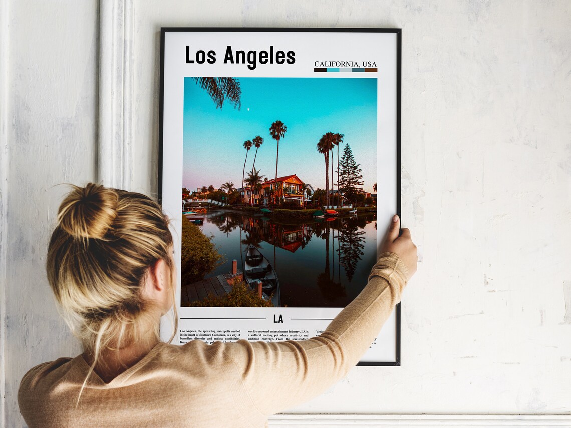 Los Angeles Venice Canals Palm Trees California USA Travel Poster - Image 2