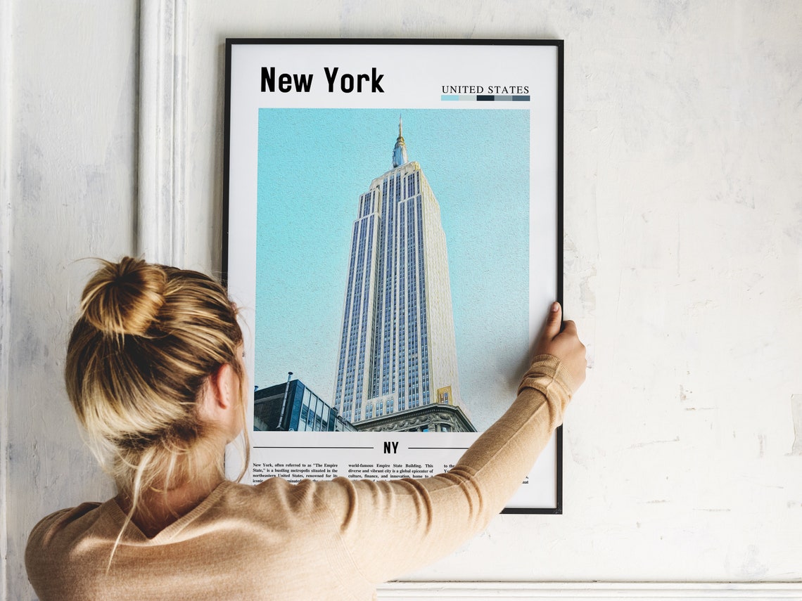 New York Empire State Building Daytime Tower Photo Art Poster - Image 2