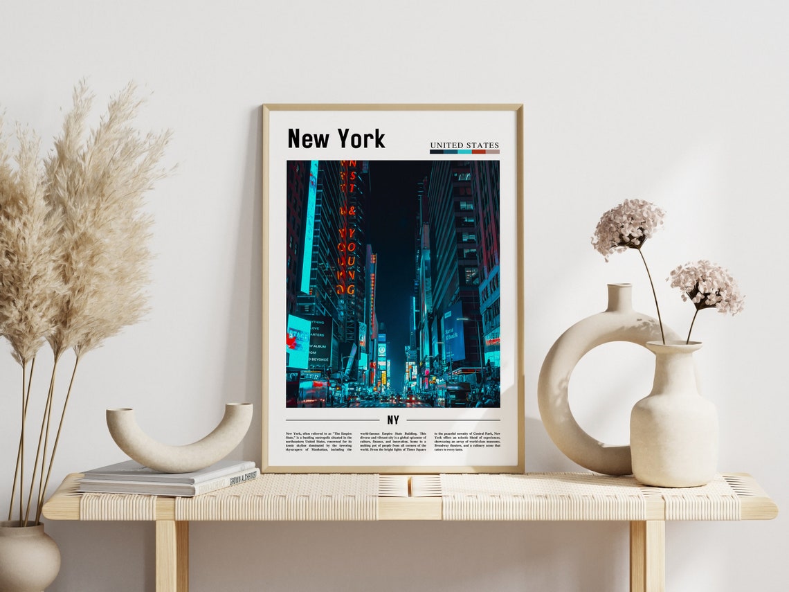 New York Times Square Night Neon Billboard Street Photo Poster - Image 3