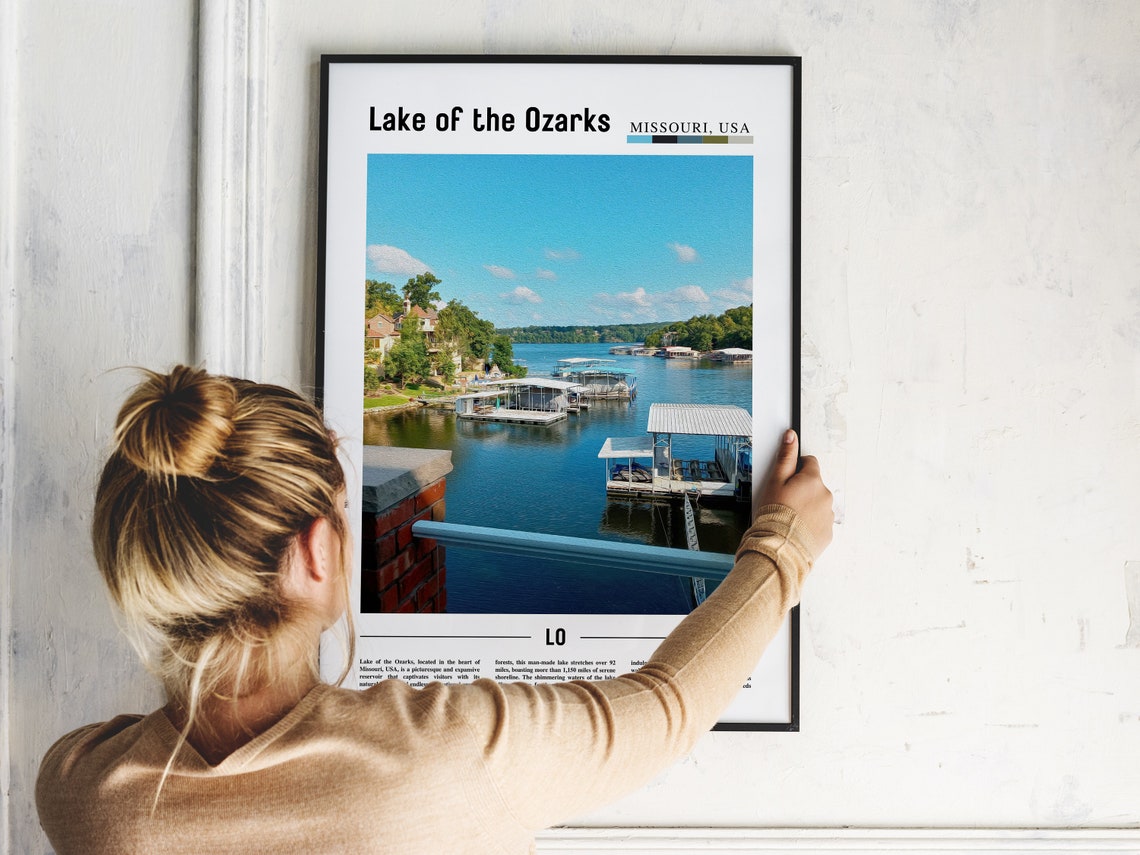 Lake Of The Ozarks Poster Lake Of The Ozarks Print Lake Of The Ozarks Wall Art Minimal Travel Print Travel Oil Painting Poster - Image 2