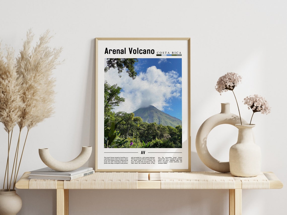 Arenal Volcano Poster Arenal Volcano Print Arenal Volcano Wall Art Minimal Travel Print Travel Destination Oil Painting Poster - Image 3