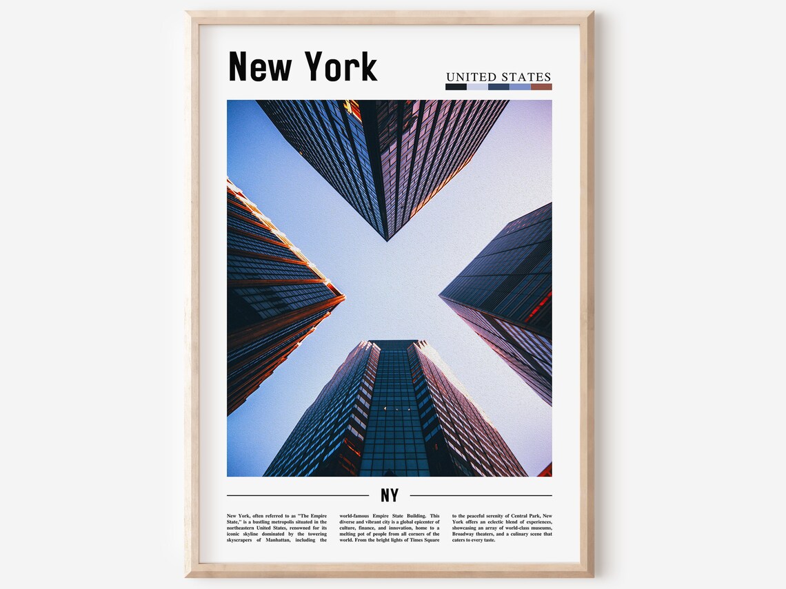 New York United States Skyscrapers Looking Up Modern Photo Poster