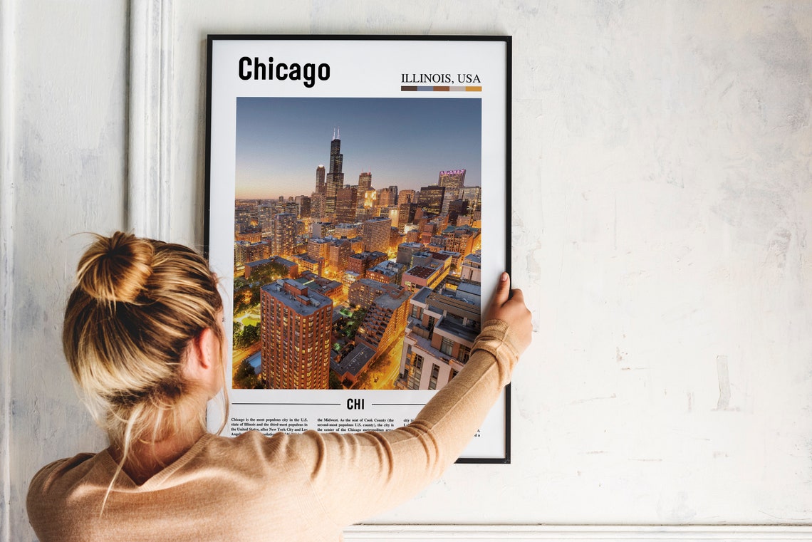 Chicago Print Chicago Poster Chicago Wall Art United States Photo United States Poster United States Print Travel Poster - Image 2