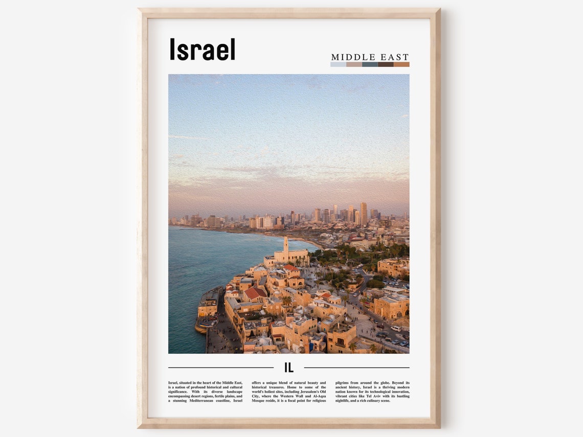 Israel Poster Israel Print Israel Wall Art Minimal Travel Print Travel Destination Oil Painting Poster