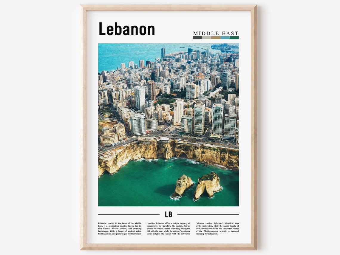 Lebanon Poster Lebanon Print Lebanon Wall Art Minimal Travel Print Travel Destination Oil Painting Poster