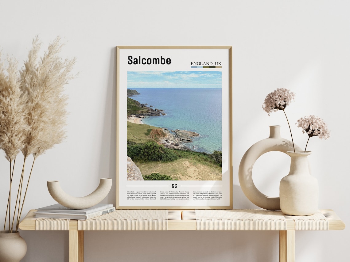 Salcombe England UK Turquoise Coves Rugged Cliffs Seaside Travel Poster - Image 3
