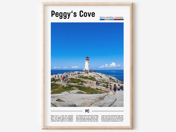 Peggy's Cove Nova Scotia Lighthouse Rocks Travel Photo Poster