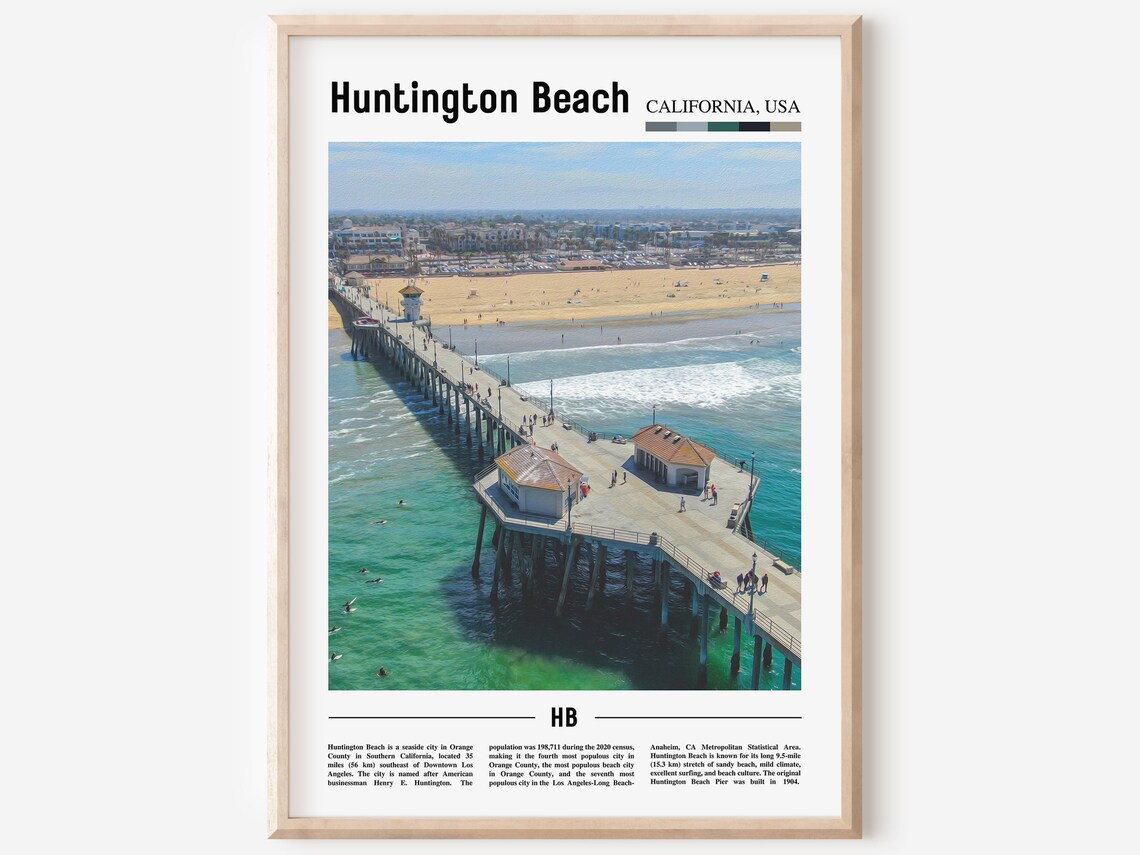 Huntington Beach Travel Poster, City Artwork
