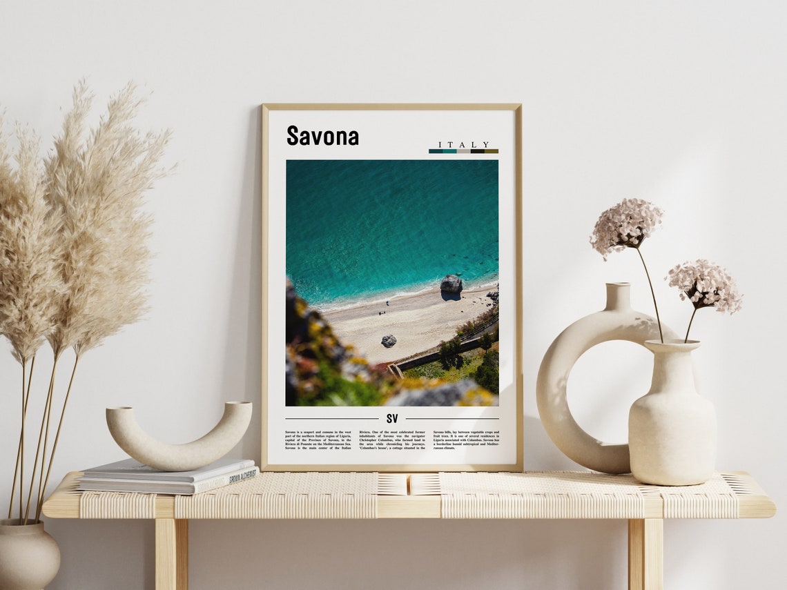 Savona Print Savona Poster Savona Wall Art Minimal Travel Print Minimal City Poster Travel Destination City Print Oil Painting Poster - Image 3
