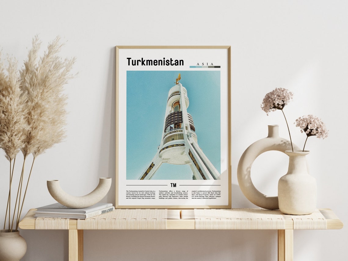 Turkmenistan Poster Turkmenistan Print Turkmenistan Wall Art Asia Print Asia Poster Asia Photo Minimal Travel Poster - Image 3
