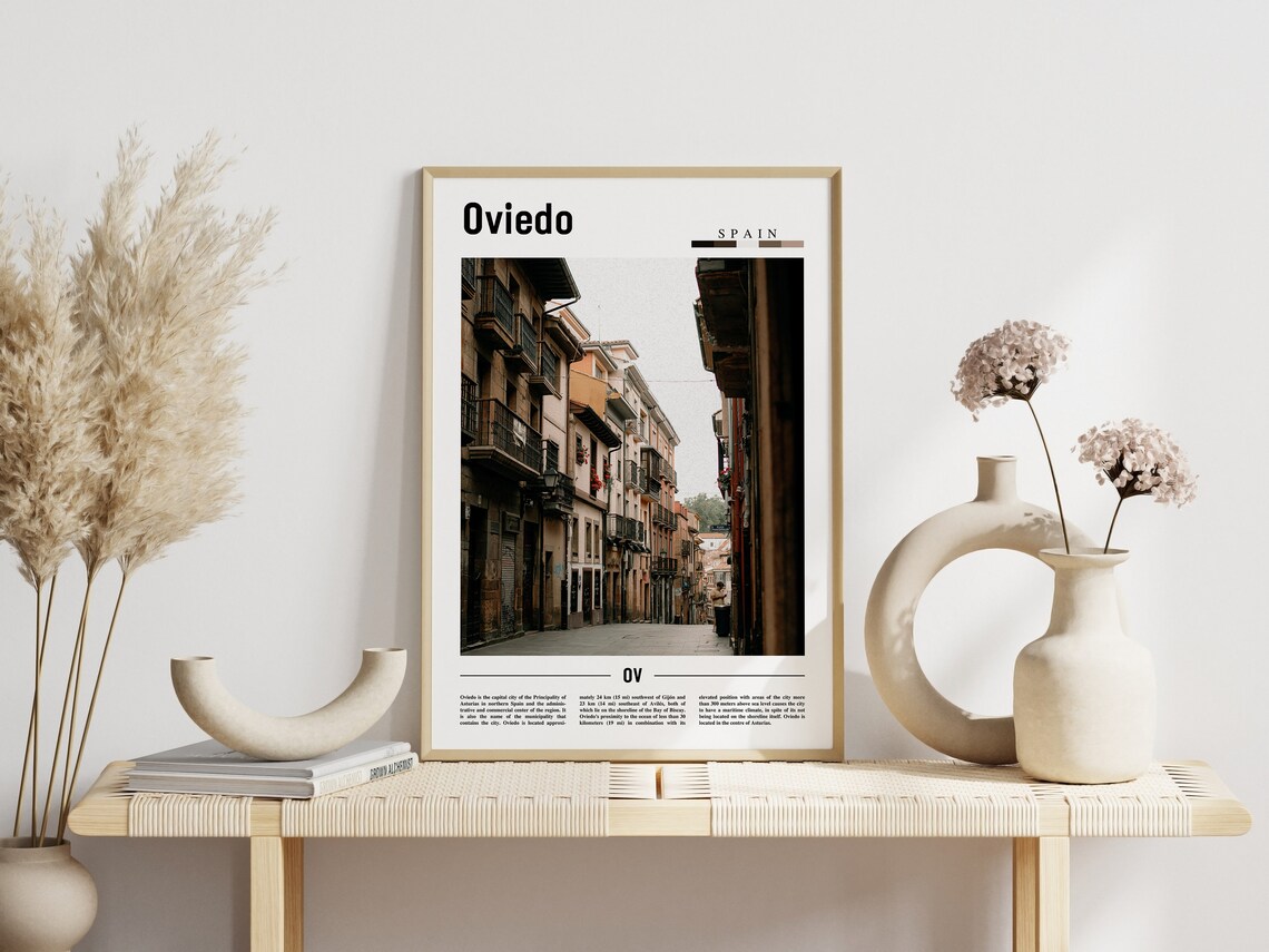 Oviedo Spain Old Town Balcony Street Scene Photo Travel Poster - Image 3