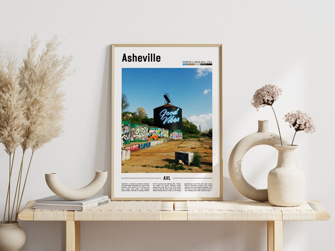 Asheville North Carolina Good Vibes Mural Street Art City Poster - Image 3