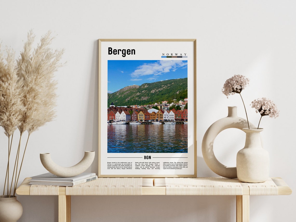 Bergen Poster Bergen Print Bergen Wall Art Europe Photo Europe Poster Europe Print Travel Poster - Image 3