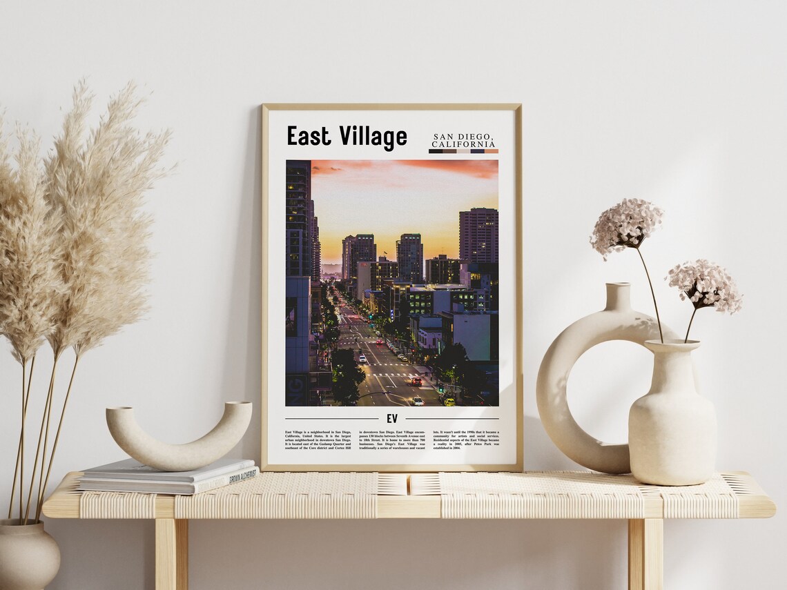 East Village San Diego Dusk Downtown Street Photo City Lights Poster - Image 3