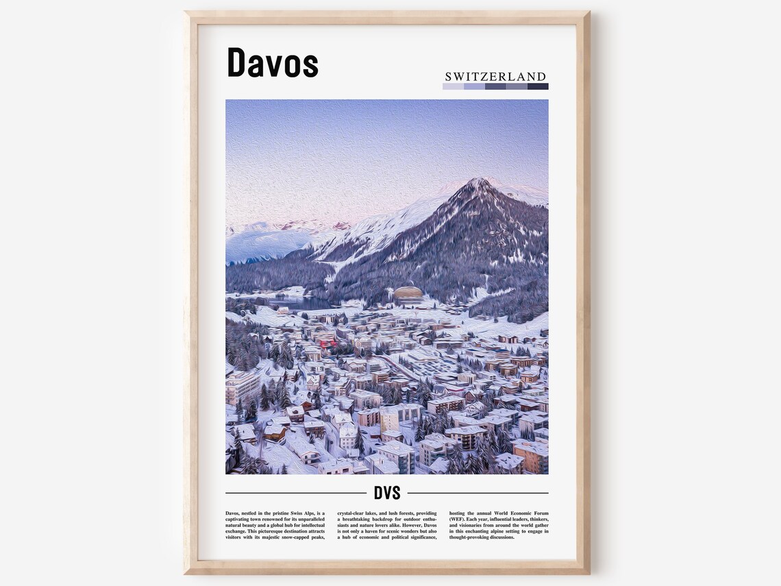 Davos Switzerland Alpine Ski Town Mountain Photo Travel Poster