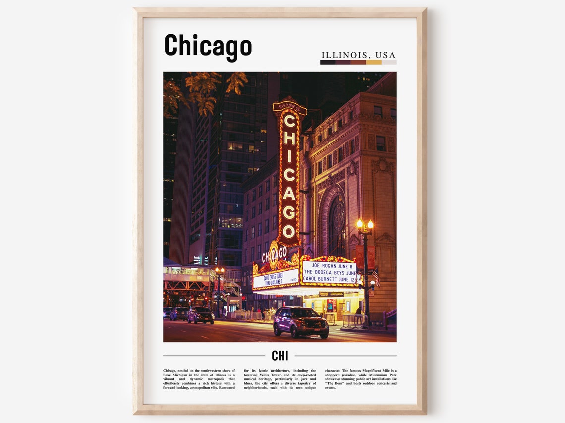 Chicago Print Chicago Poster Chicago Wall Art United States Photo United States Poster United States Print