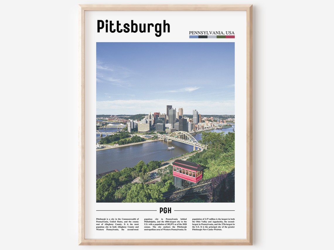 Pittsburgh Print Pittsburgh Poster Pittsburgh Wall Art Oil Painting Poster Colorful City Print City Artwork Travel Artwork Travel Art