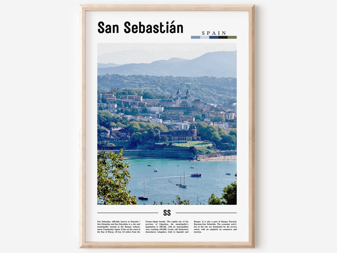 San Sebastian Spain Coastal Bay Sailboats Basque Country Poster