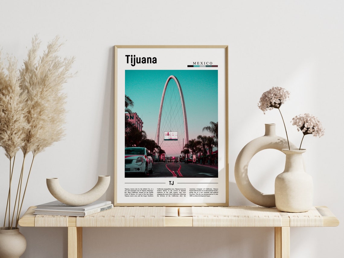 Tijuana Print Tijuana Poster Tijuana Wall Art Minimal Travel Print Minimal City Poster Travel Destination Print Oil Painting Poster - Image 3